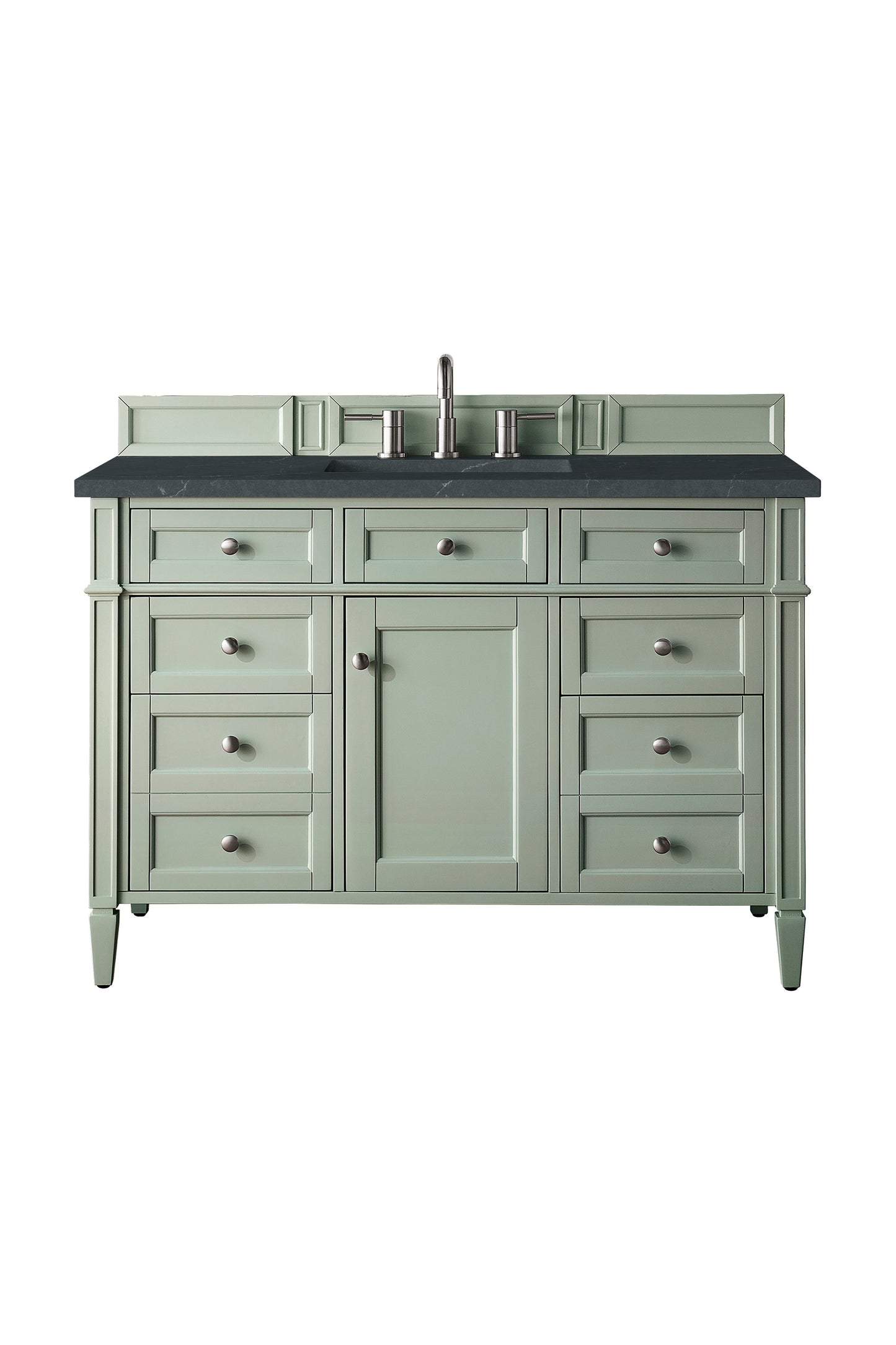 Renovate for Less Atlanta Brittany 48" Single Vanity, Sage Green w/ 3 CM Charcoal Soapstone Silestone Top