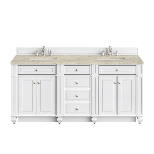 Bristol 72" Double Vanity, Bright White, w/ 3 CM Tajnar Eclos Top