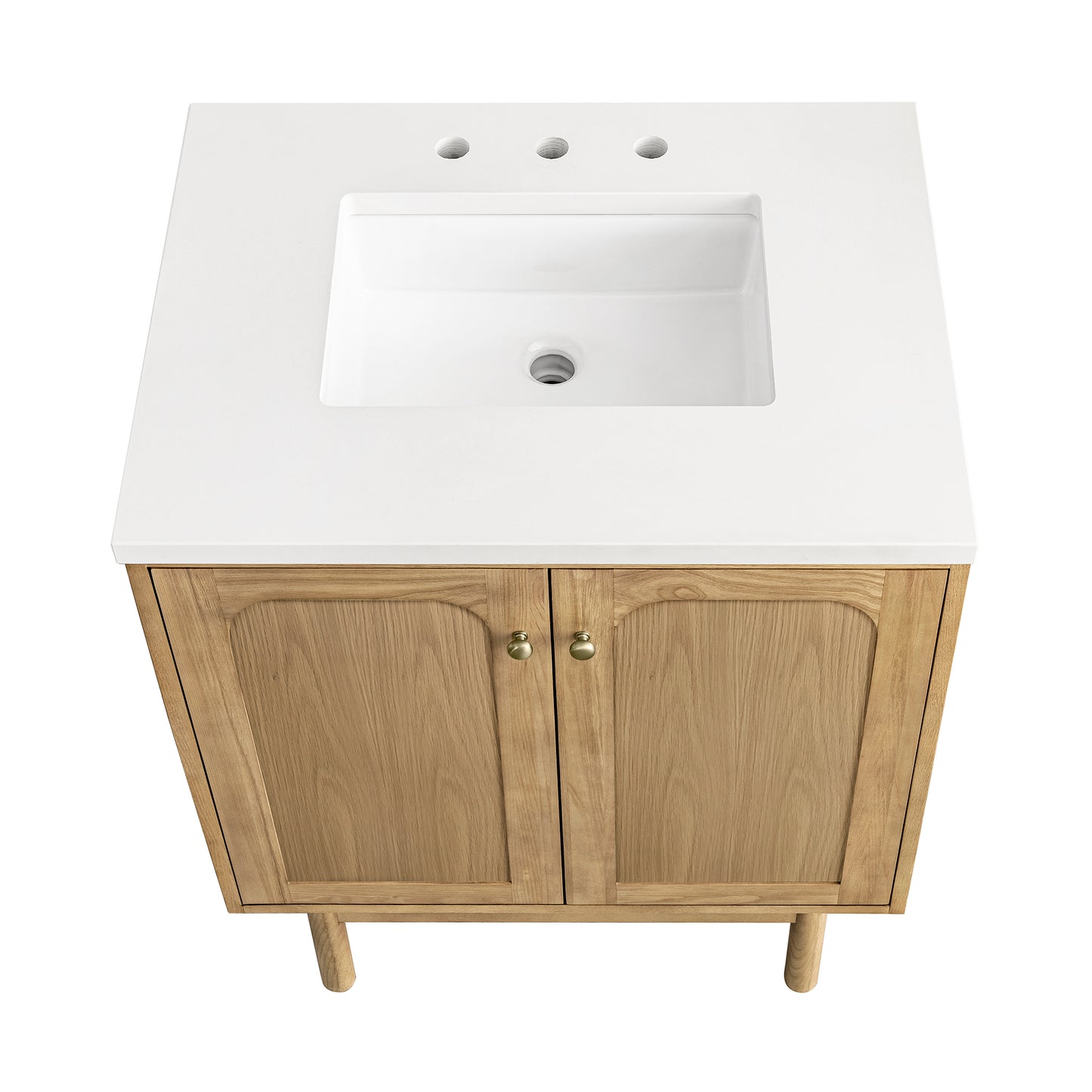 Renovate for Less Atlanta Laurent 30" Single Vanity, Light Natural Oak w/ 3 CM White Zeus Top