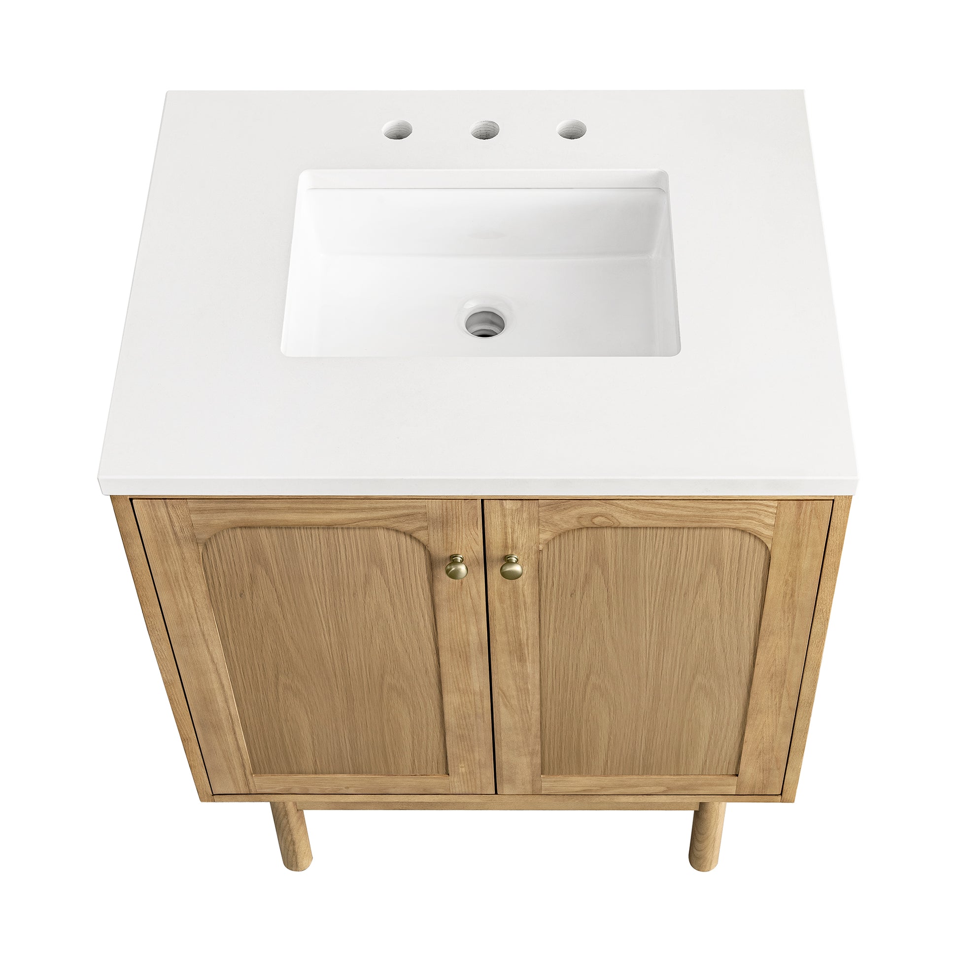 Renovate for Less Atlanta Laurent 30" Single Vanity, Light Natural Oak w/ 3 CM White Zeus Top