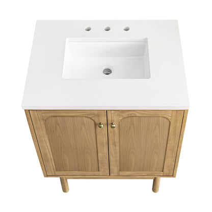 Renovate for Less Atlanta Laurent 30" Single Vanity, Light Natural Oak w/ 3 CM White Zeus Top