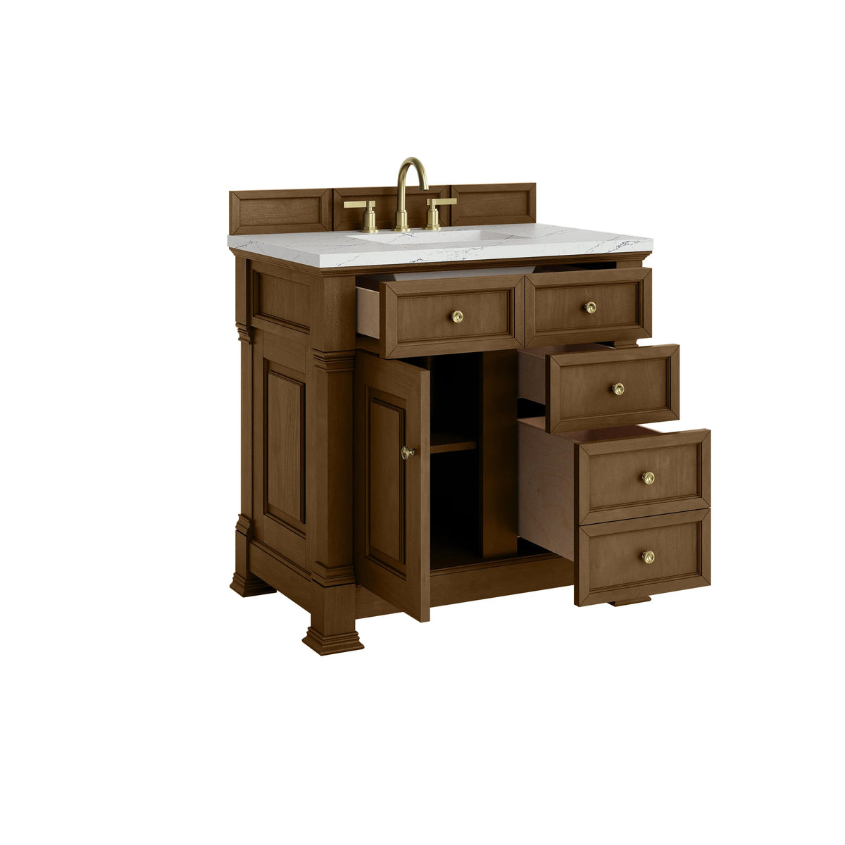 Brookfield 36" Single Vanity, Honey Oak w/ 3 CM Ethereal Noctis Silestone Top