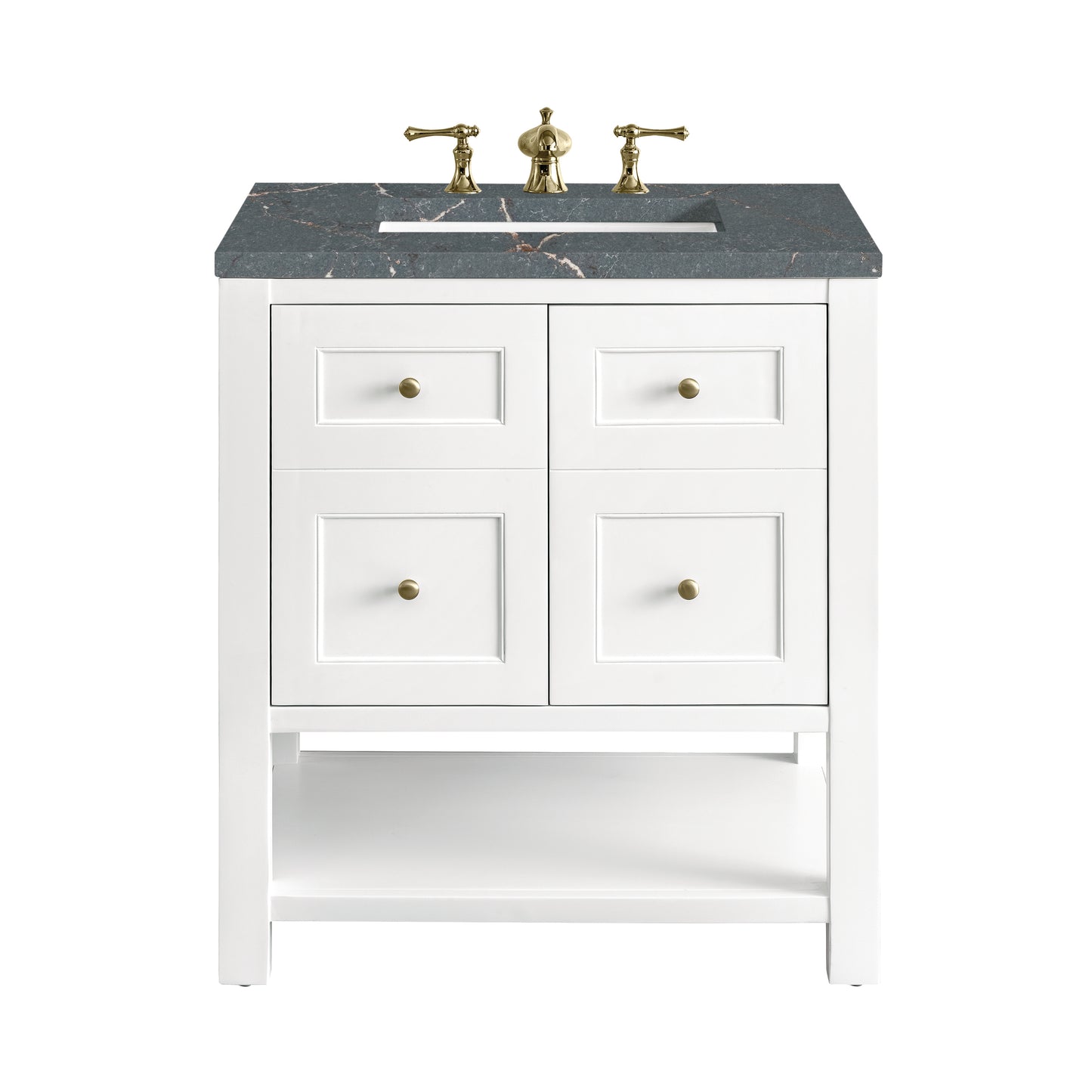 Renovate for Less Atlanta Breckenridge 30" Single Vanity, Bright White w/ 3 CM Parisien Bleu Top