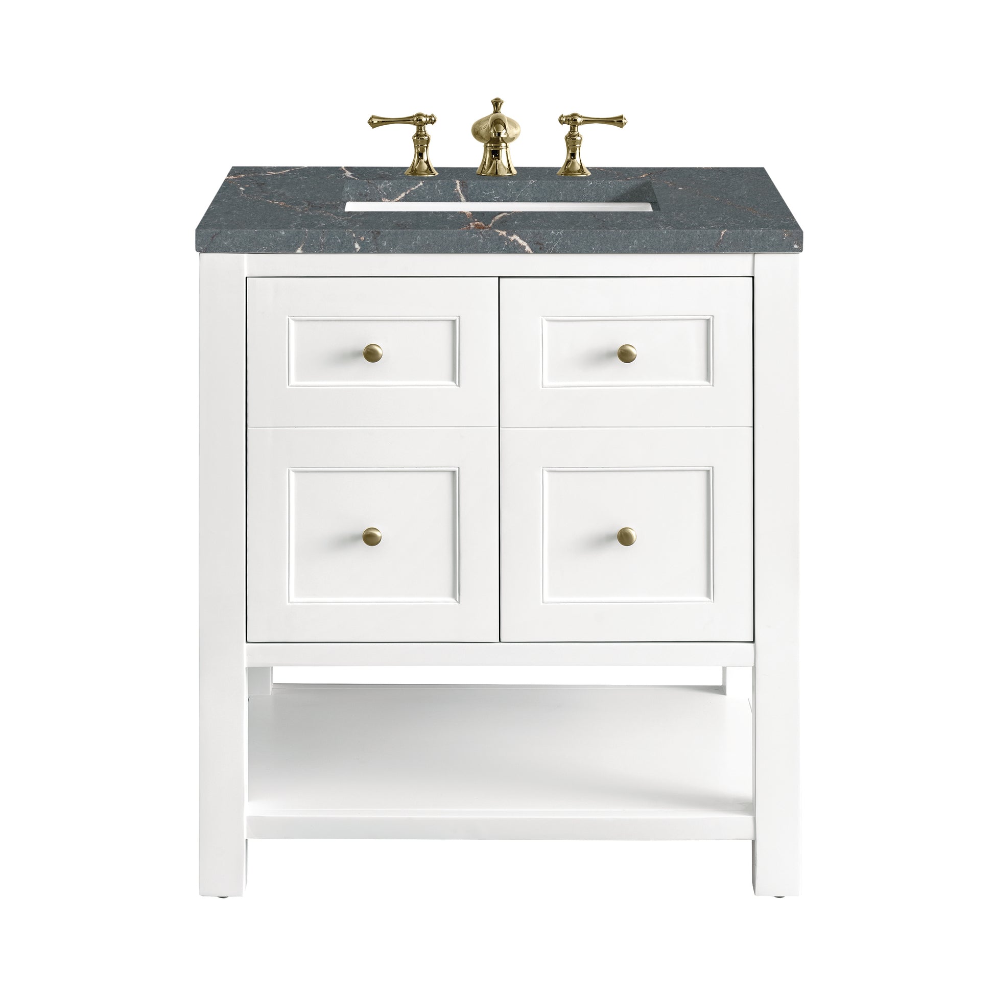 Renovate for Less Atlanta Breckenridge 30" Single Vanity, Bright White w/ 3 CM Parisien Bleu Top