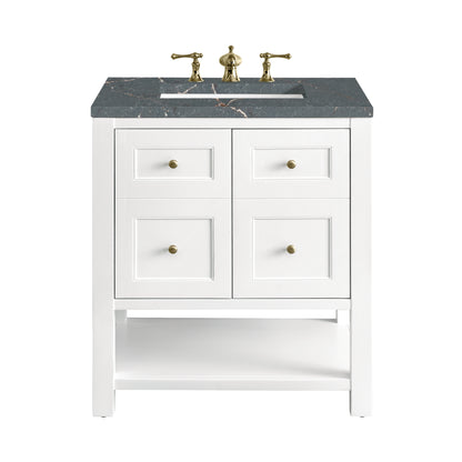 Renovate for Less Atlanta Breckenridge 30" Single Vanity, Bright White w/ 3 CM Parisien Bleu Top
