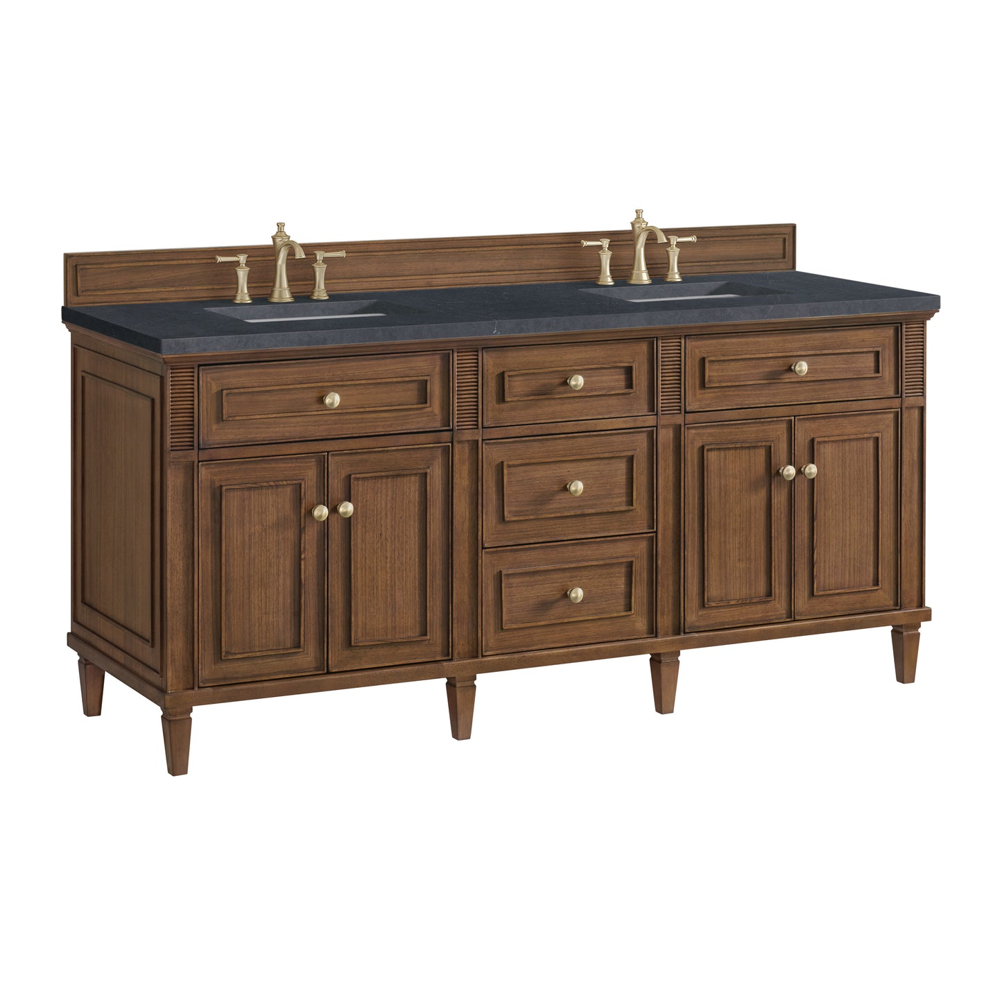 Renovate for Less Atlanta Lorelai 72"Double Vanity, Mid-Century Walnut w/ 3 CM Charcoal Soapstone Silestone Top