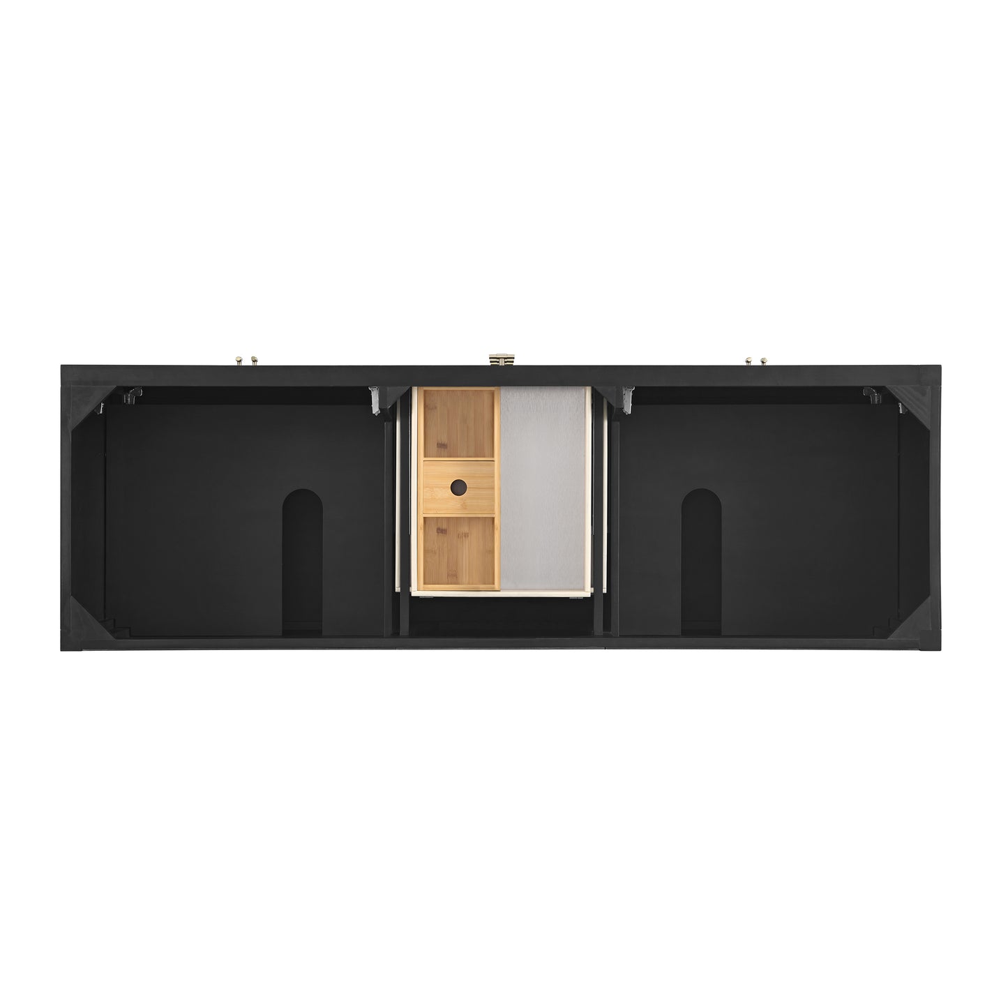Renovate for Less Atlanta Myrrin 72" Double Vanity, Carbon Oak w/ 3 CM Eternal Jasmine Pearl Silestone Top w/FreePower Wireless Charger