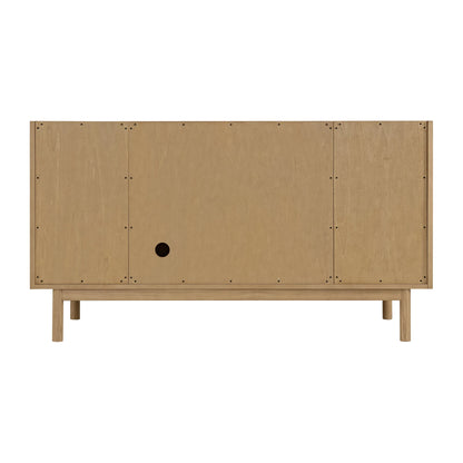Laurent 60" Single Vanity, Light Natural Oak, w/ Single Hole 3 CM White Zeus Quartz Top & Backsplash