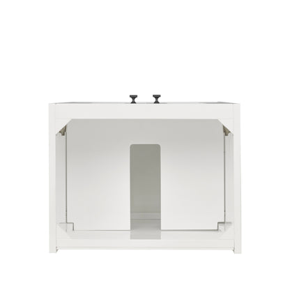 Renovate for Less Atlanta Chianti 20" Single Vanity, Glossy White, Matte Black, w/ White Glossy Composite Stone Top