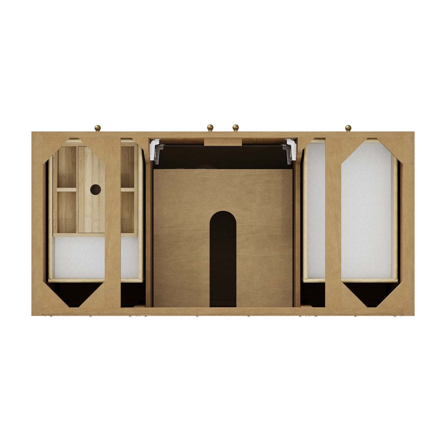 Renovate for Less Atlanta Hudson 48" Single Vanity, Light Natural Oak w/ 3 CM Parisien Bleu Top w/ FreePower Wireless Charger