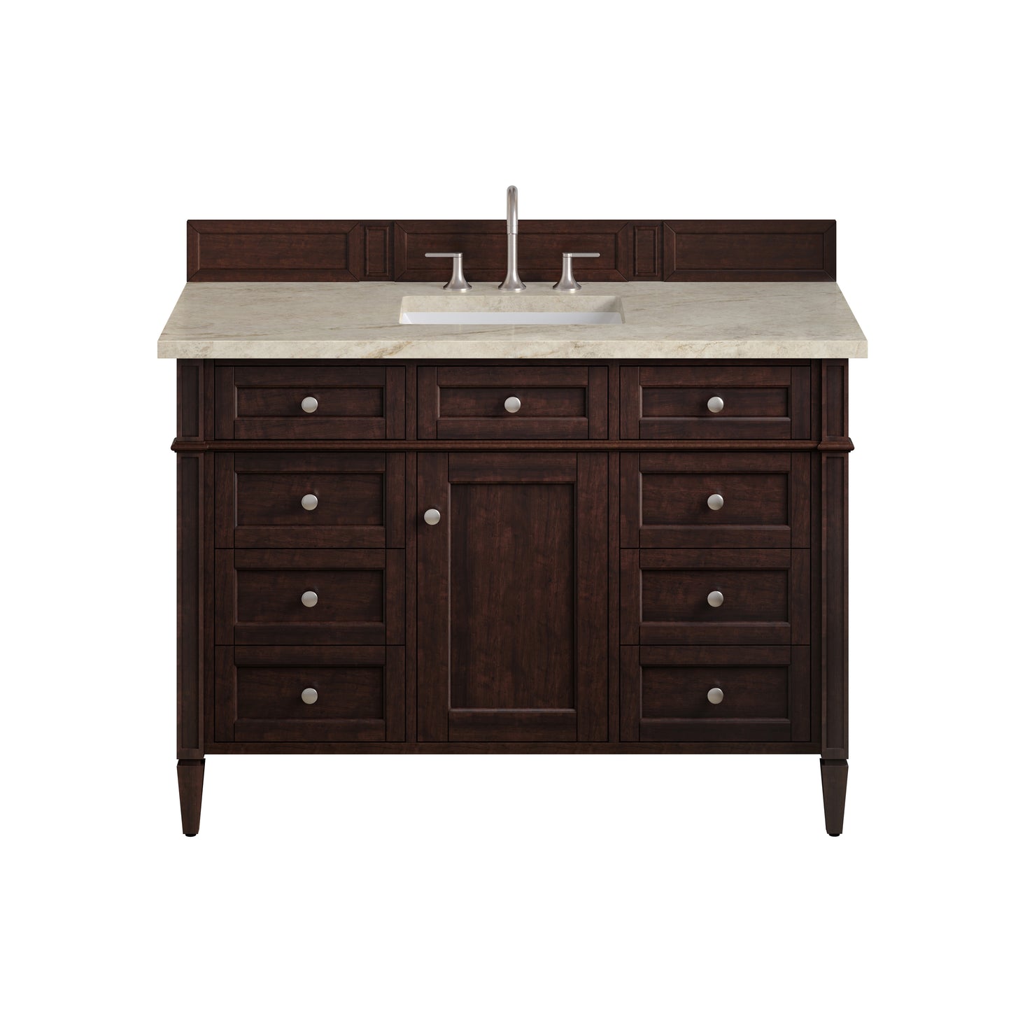 Renovate for Less Atlanta Brittany 48" Single Vanity, Burnished Mahogany, w/ 3 CM Tajnar Eclos Top