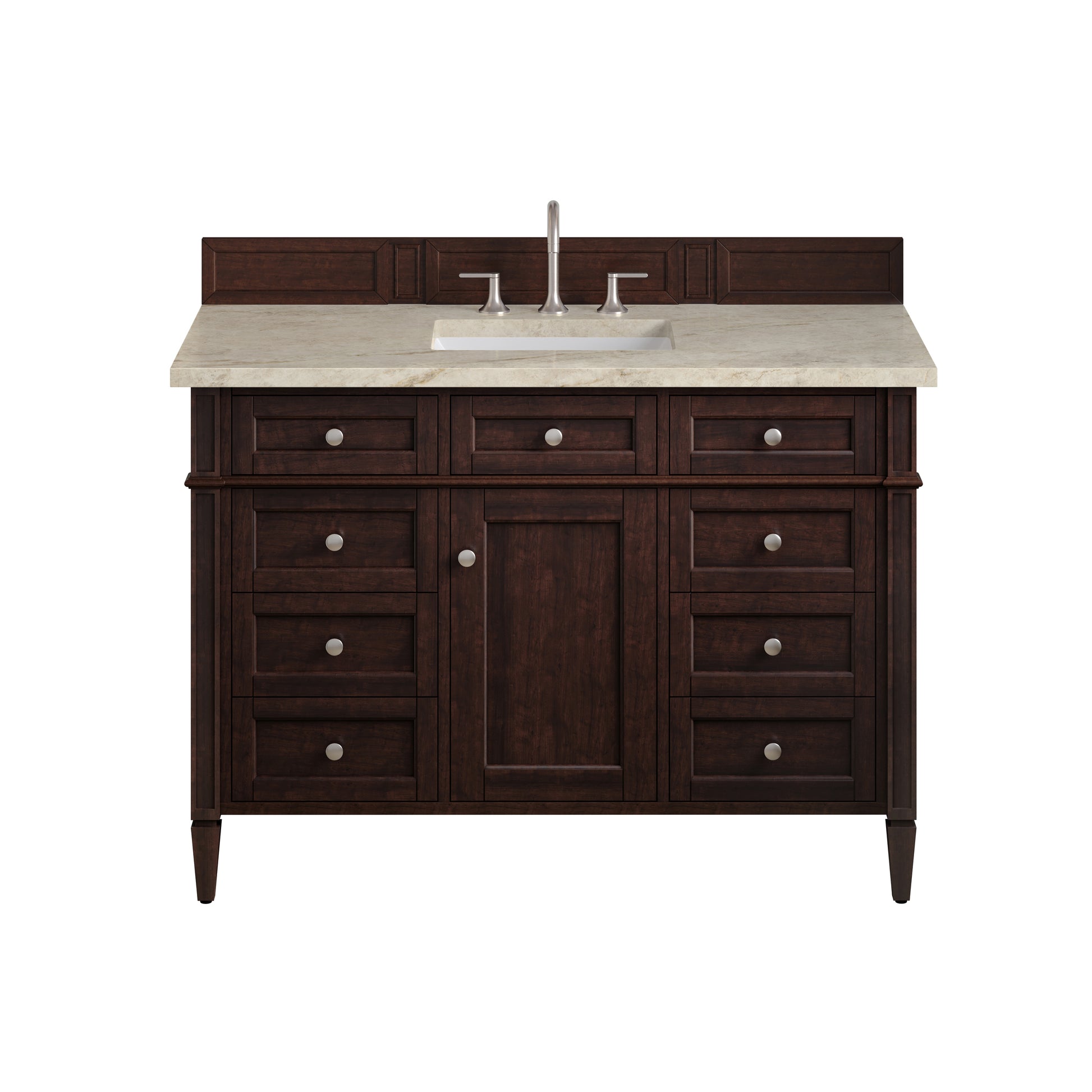Renovate for Less Atlanta Brittany 48" Single Vanity, Burnished Mahogany, w/ 3 CM Tajnar Eclos Top