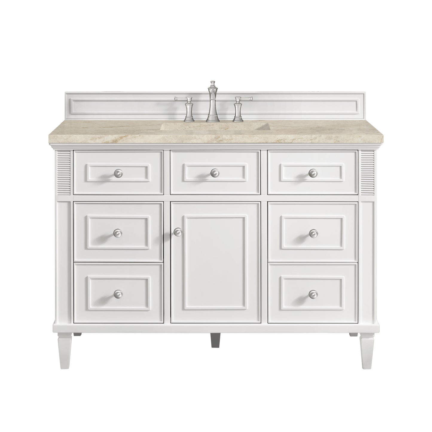 Renovate for Less Atlanta Lorelai 48" Single Vanity, Bright White, w/ 3 CM Tajnar Eclos Top