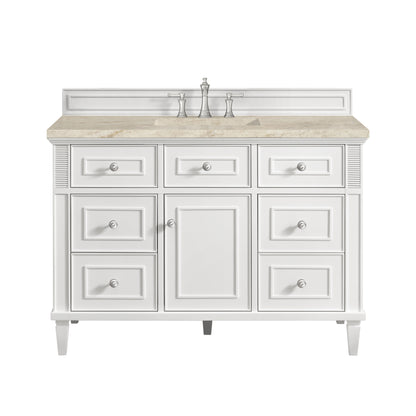 Renovate for Less Atlanta Lorelai 48" Single Vanity, Bright White, w/ 3 CM Tajnar Eclos Top
