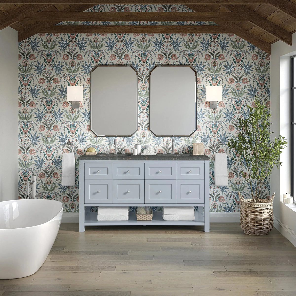 Breckenridge 60" Double Vanity, Serenity Blue w/ 3 CM Parisien Bleu Top w/FreePower Wireless Charger