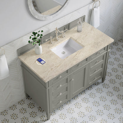 Renovate for Less Atlanta Brittany 48" Single Vanity, Urban Gray, w/ 3 CM Tajnar Eclos Top w/FreePower Wireless Charger