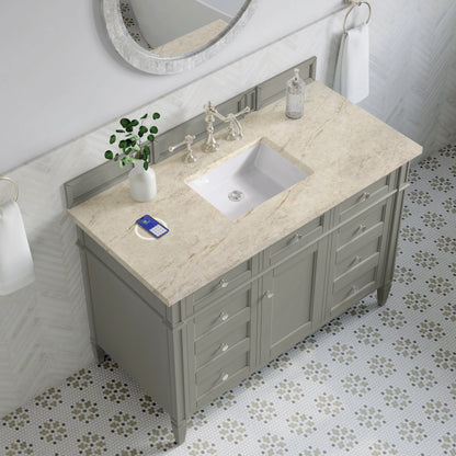 Brittany 48" Single Vanity, Urban Gray, w/ 3 CM Tajnar Eclos Top w/FreePower Wireless Charger