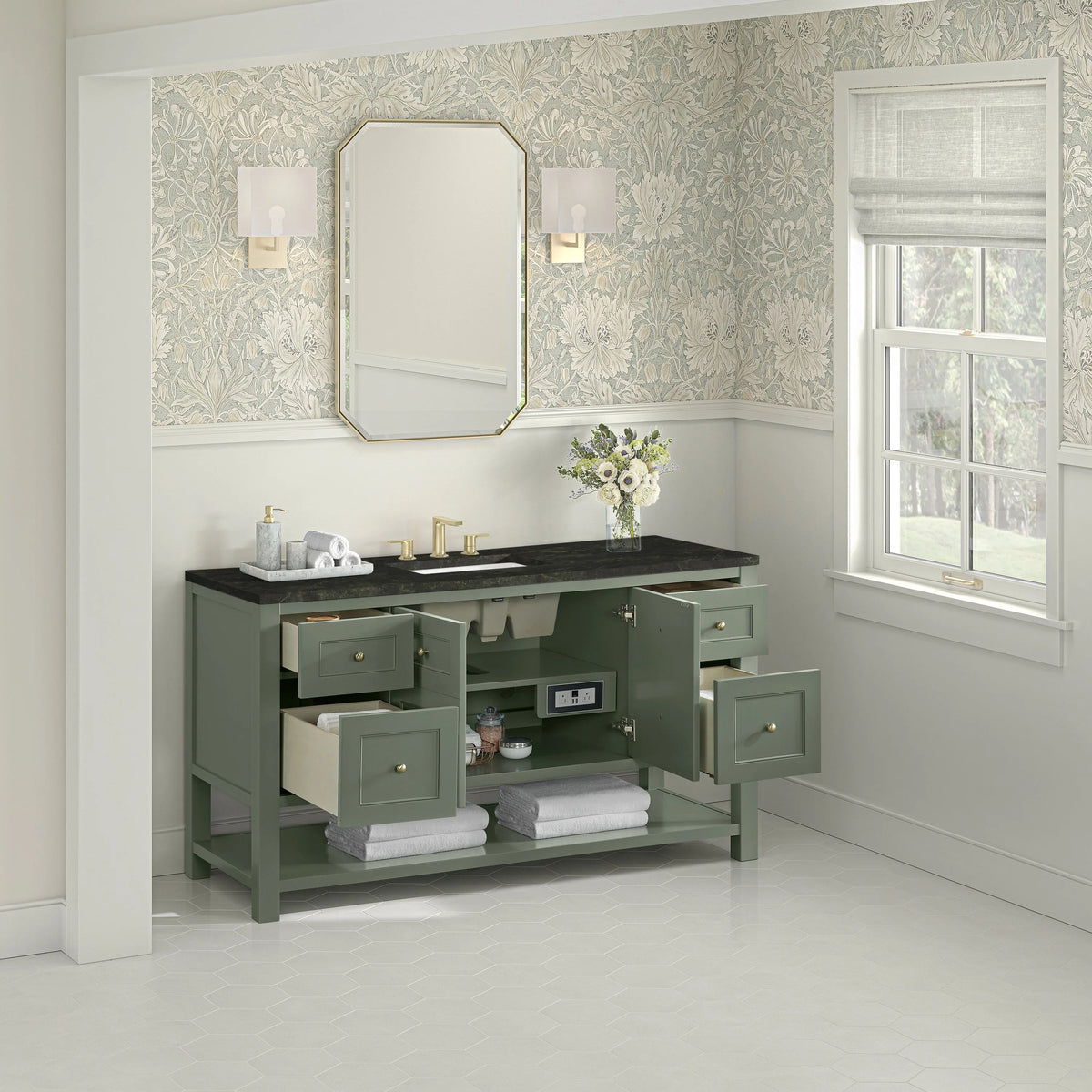 Breckenridge 60" Single Vanity, Smokey Celadon, w/ 3 CM Phantome Eclos Top