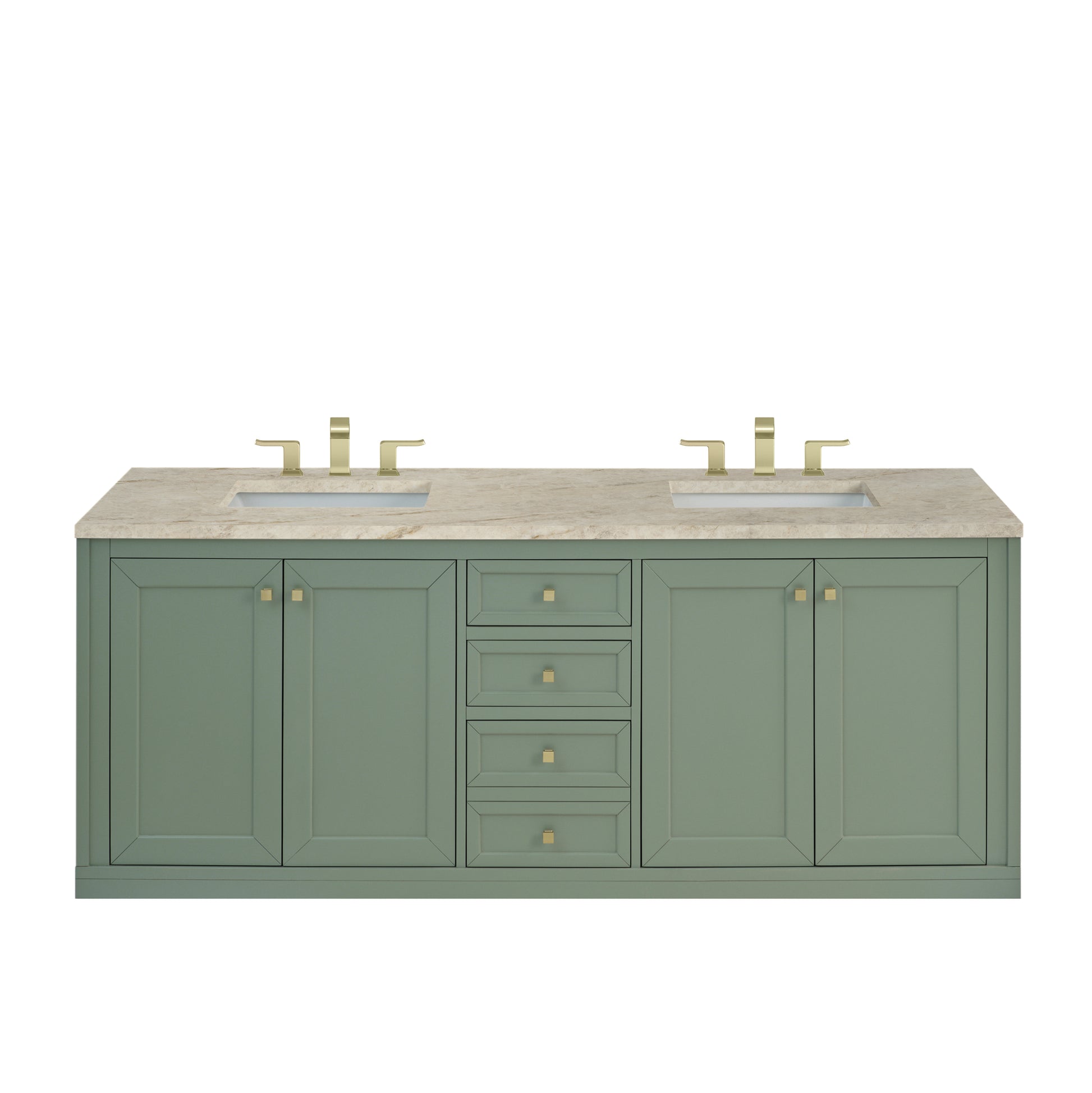 Renovate for Less Atlanta Chicago 72" Double Vanity, Smokey Celadon, w/ 3 CM Tajnar Eclos Top w/FreePower Wireless Charger