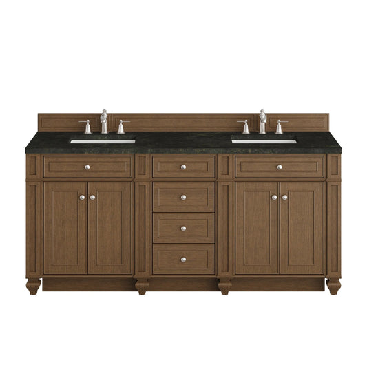 Bristol 72" Double Vanity, Saddle Brown, w/ 3 CM Phantome Eclos Top