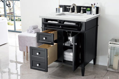 Renovate for Less Atlanta Brittany 30" Single Vanity, Black Onyx, w/ 3 CM Ethereal Noctis Silestone Top