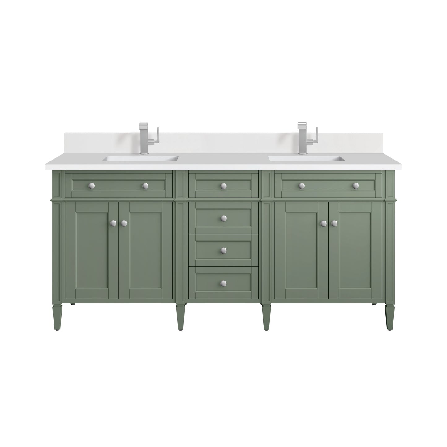 Renovate for Less Atlanta Brittany 72" Double Vanity, Bright White Vanity w/ Single Hole 3 CM White Zeus Silestone Top & Backsplash