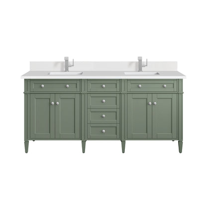 Renovate for Less Atlanta Brittany 72" Double Vanity, Bright White Vanity w/ Single Hole 3 CM White Zeus Silestone Top & Backsplash