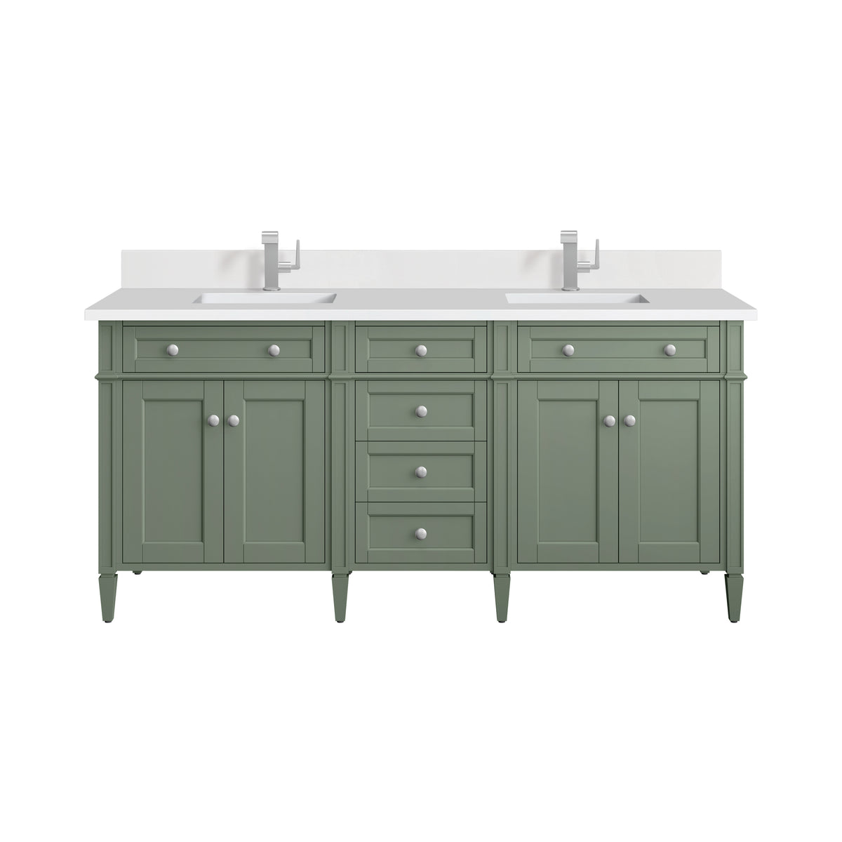 Renovate for Less Atlanta Brittany 72" Double Vanity, Bright White Vanity w/ Single Hole 3 CM White Zeus Silestone Top & Backsplash