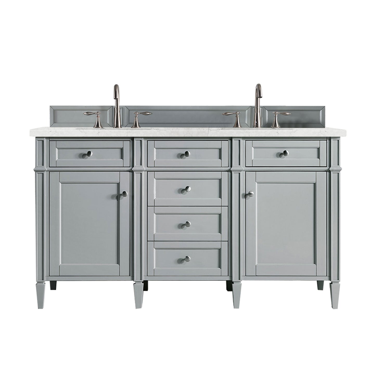 Renovate for Less Atlanta Brittany 60" Double Vanity, Urban Gray w/ 3 CM Eternal Jasmine Pearl Silestone Top w/FreePower Wireless Charger