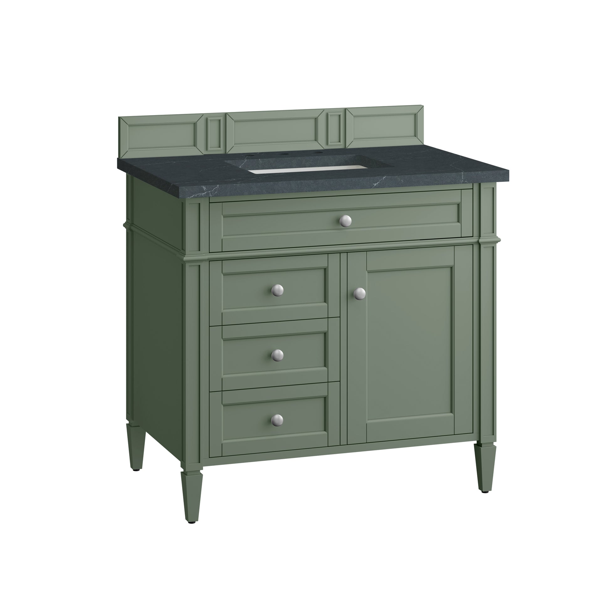Renovate for Less Atlanta Brittany 36" Single Vanity, Smokey Celadon w/ 3 CM Charcoal Soapstone Top