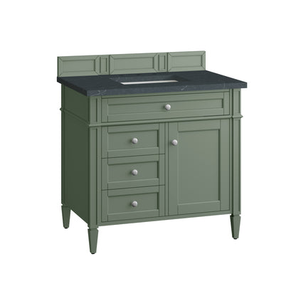 Renovate for Less Atlanta Brittany 36" Single Vanity, Smokey Celadon w/ 3 CM Charcoal Soapstone Top