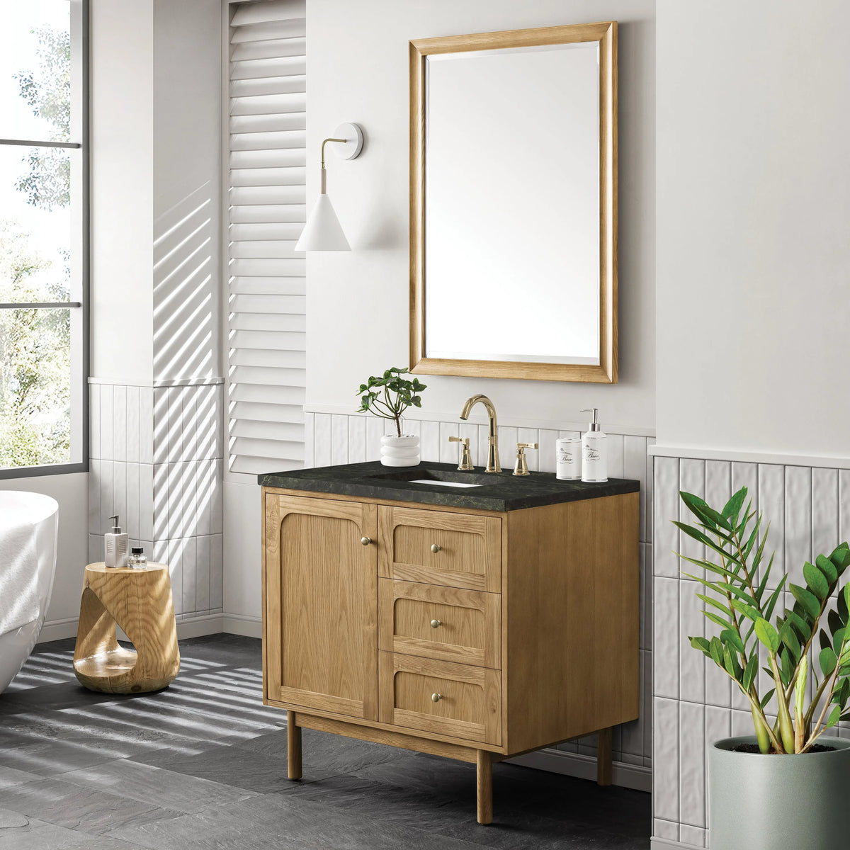 Laurent 36" Single Vanity, Light Natural Oak, w/ 3 CM Phantome Eclos Top