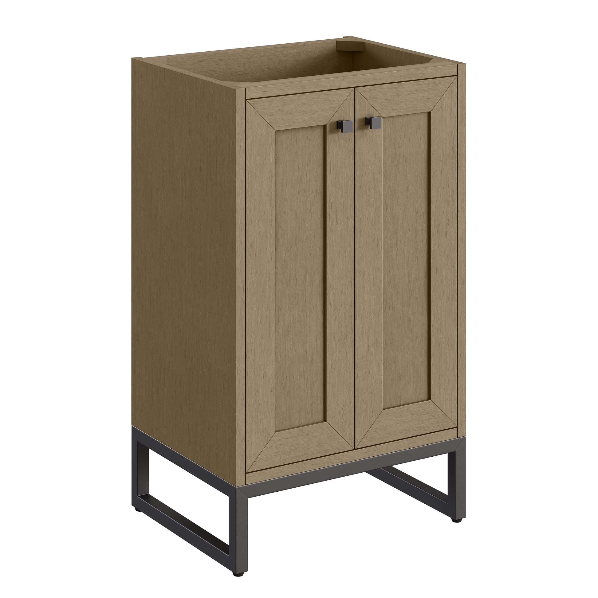 Renovate for Less Atlanta Chianti 20" Single Vanity, Walnut Whisper, Matte Black, w/ White Glossy Composite Stone Top