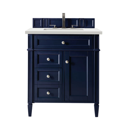 Brittany 30" Single Vanity, Victory Blue w/ 3 CM White Zeus Silestone Top