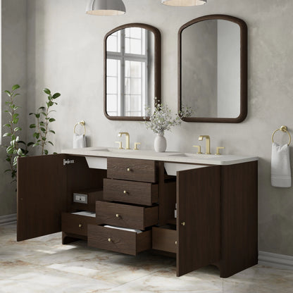 Gracyn 72" Double Vanity, Sable, w/ 3 CM Siberian Silestone Widespread Top