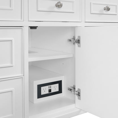 Renovate for Less Atlanta Lorelai 48" Single Vanity, Bright White, w/ 3 CM Siberian Silestone Top w/FreePower Wireless Charger