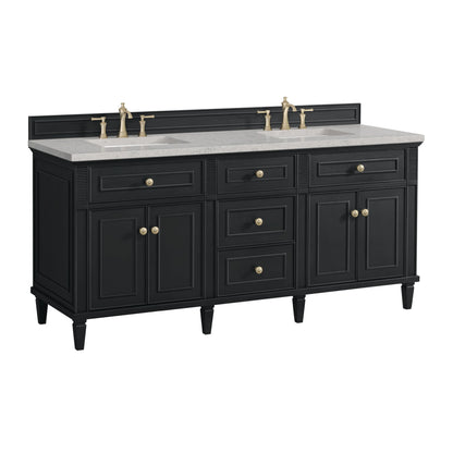 Lorelai 72" Double Vanity, Black Onyx w/ 3 CM Eternal Jasmine Pearl Silestone Top w/FreePower Wireless Charger