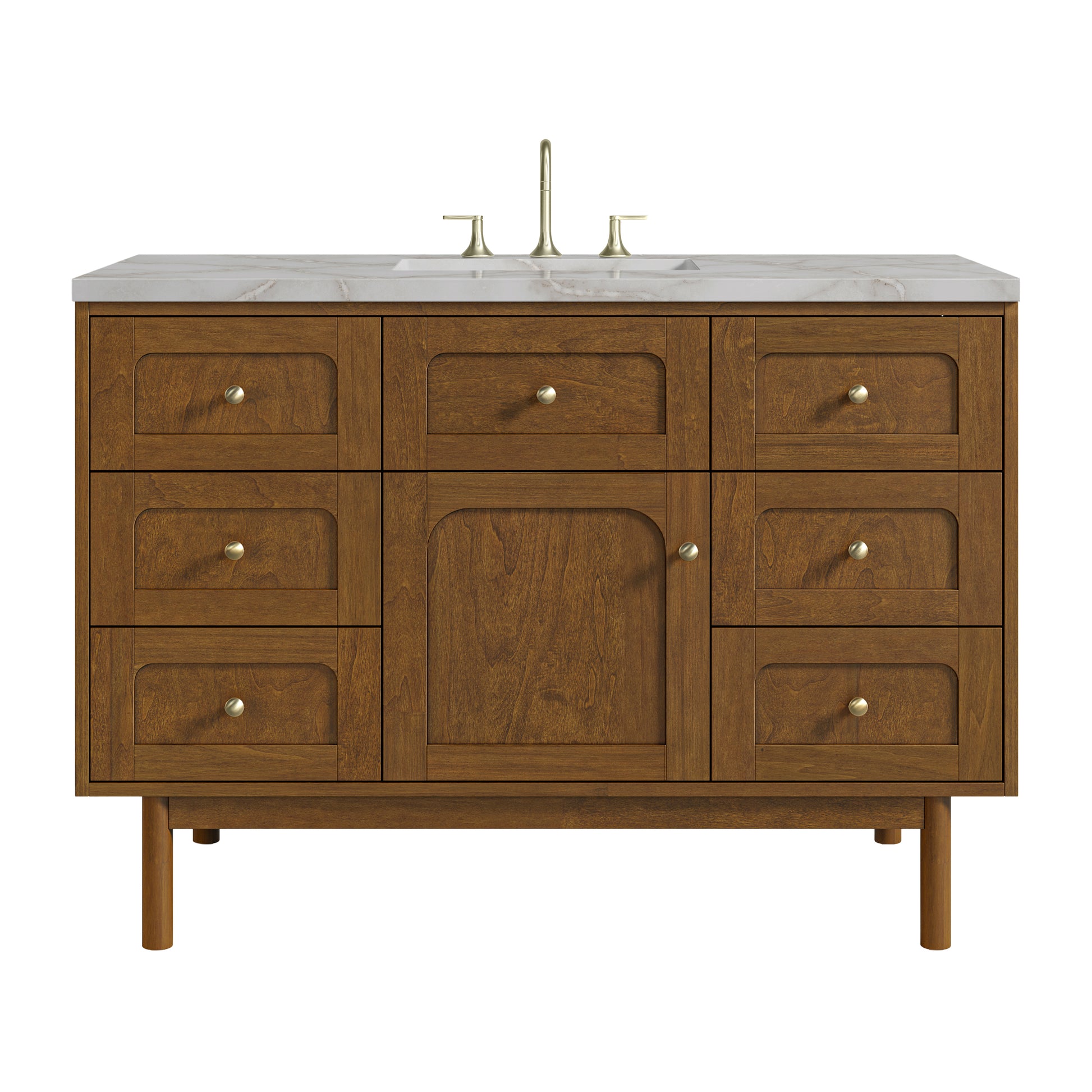 Renovate for Less Atlanta Laurent 48" Single Vanity, Honey Oak w/ 3 CM Victorian Silver Silestone Top