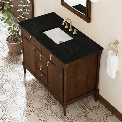 Renovate for Less Atlanta Kinnsden 48" Single Vanity, Sable Oak w/ 3 CM Phantome Eclos Top