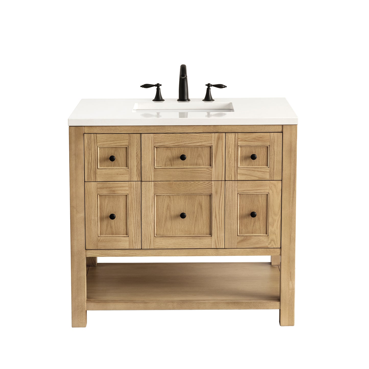 Renovate for Less Atlanta Breckenridge 36" Single Vanity, Light Natural Oak w/ 3 CM White Zeus Top