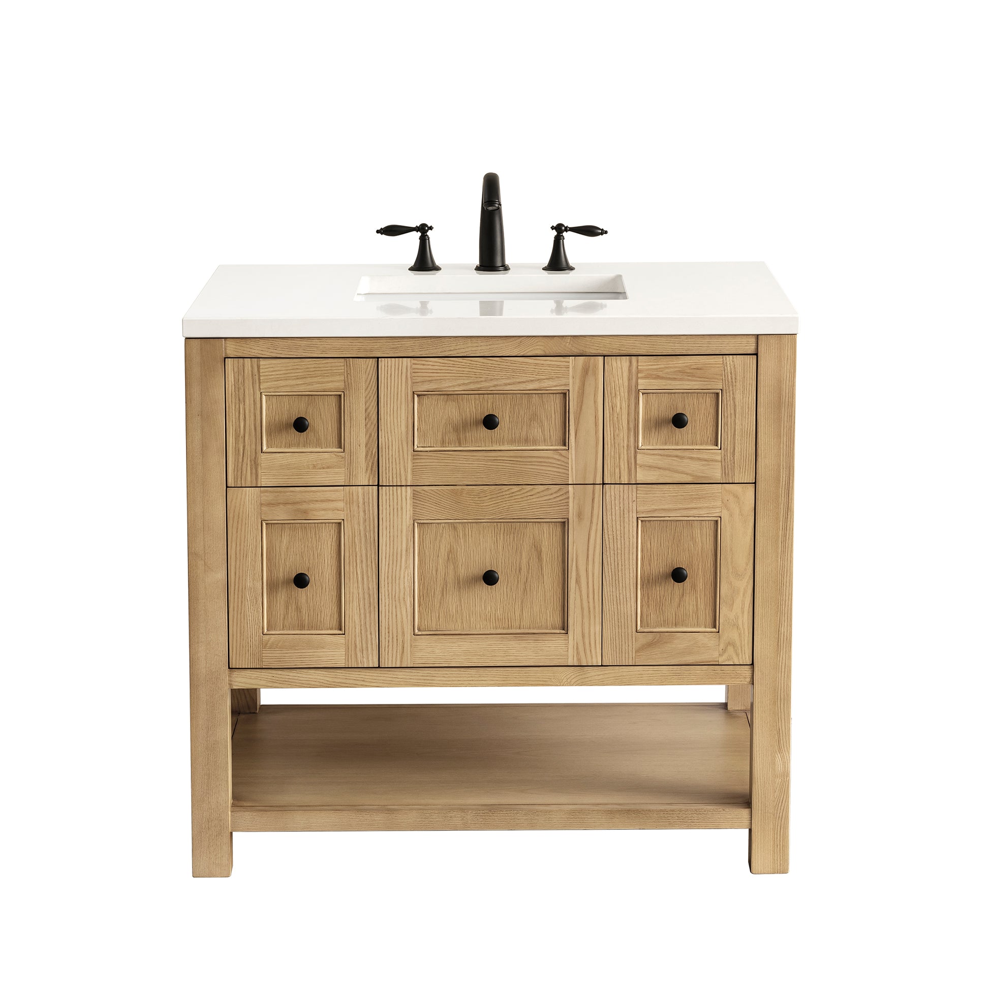 Renovate for Less Atlanta Breckenridge 36" Single Vanity, Light Natural Oak w/ 3 CM White Zeus Top