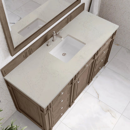 Bristol 60" Single Vanity Whitewashed Walnut, w/ 3 CM Siberian Silestone Top