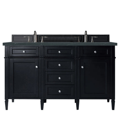 Brittany 60" Double Vanity, Black Onyx w/ 3 CM Charcoal Soapstone Silestone Top