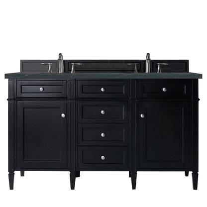 Renovate for Less Atlanta Brittany 60" Double Vanity, Black Onyx w/ 3 CM Charcoal Soapstone Silestone Top
