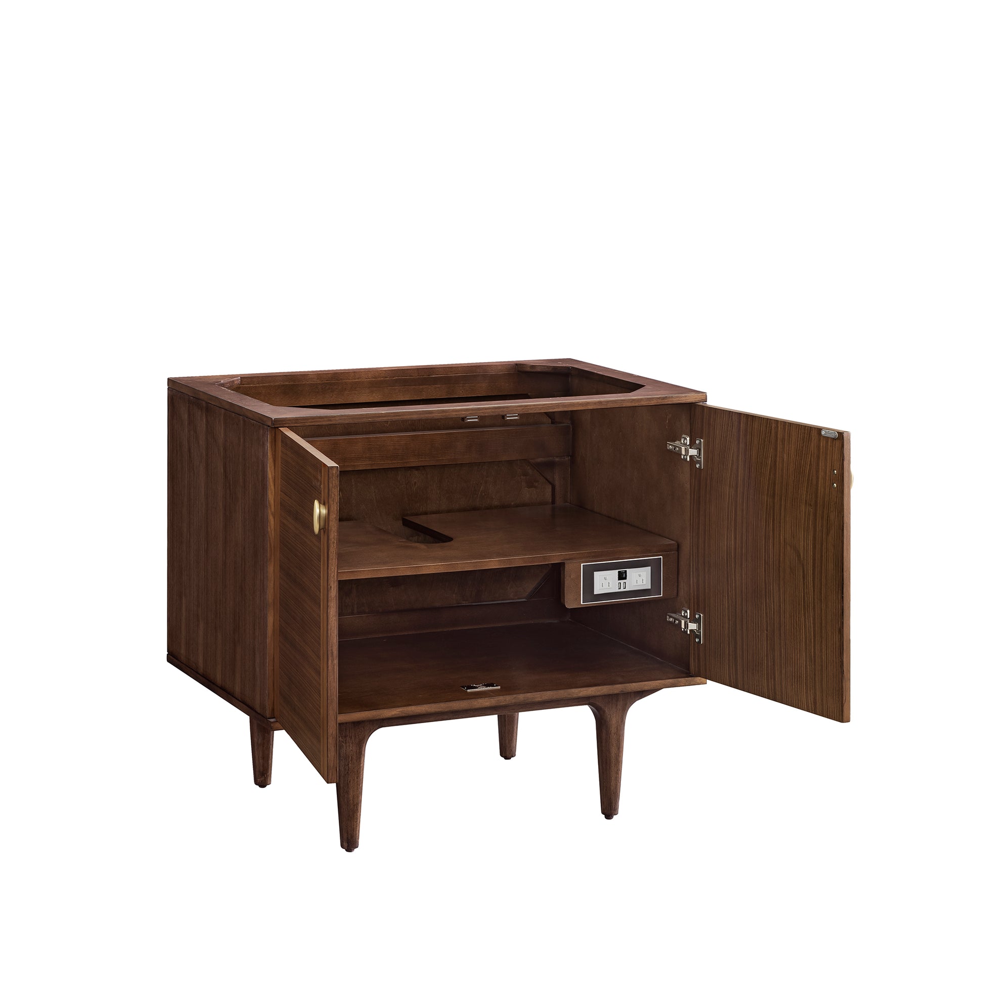 Renovate for Less Atlanta Amberly 36" Single Vanity, Mid-Century Walnut w/ 3 CM White Zeus Top