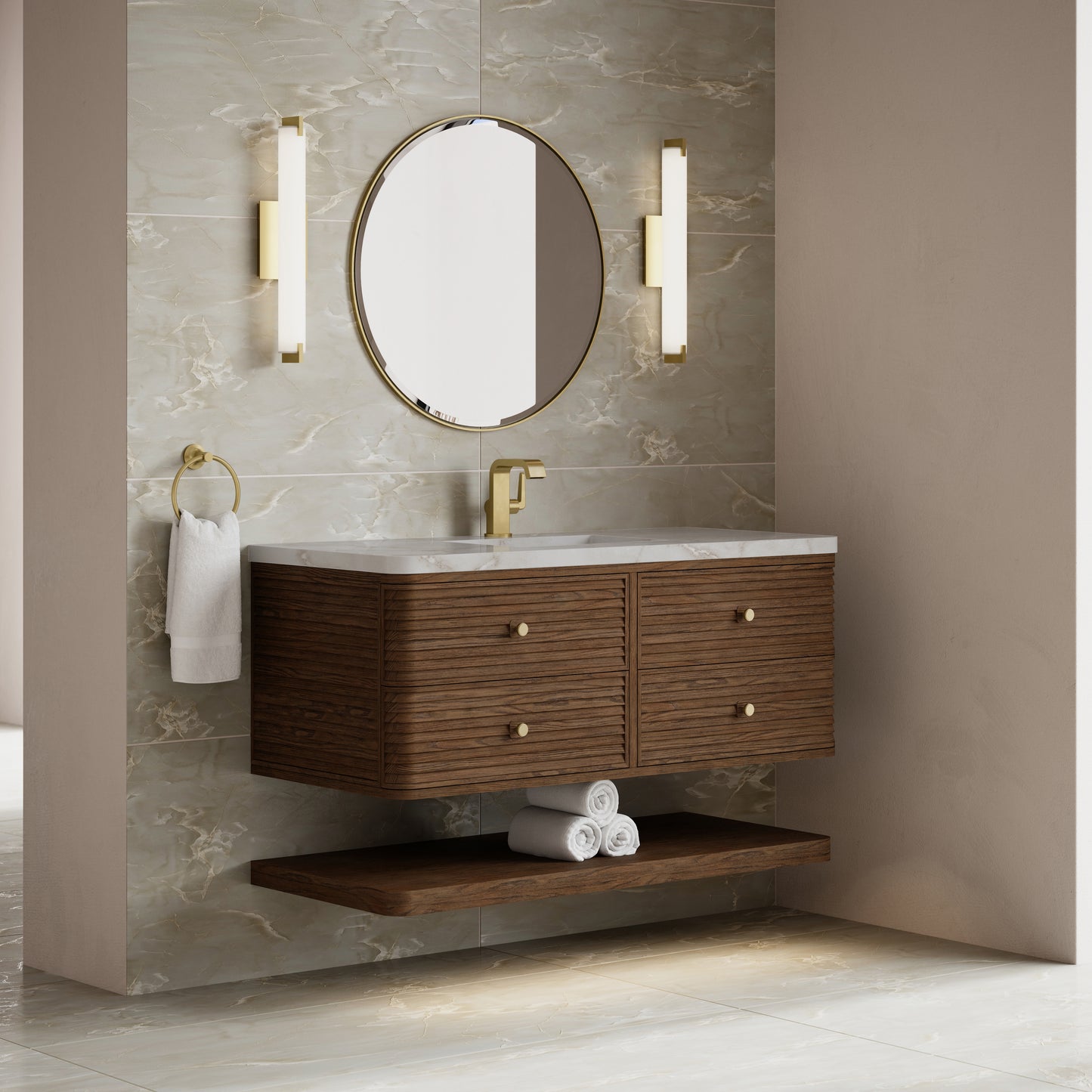 Renovate for Less Atlanta Allamari 48" Single Vanity, Sable w/ Single Hole 3 CM Victorian Silver Silestone Top