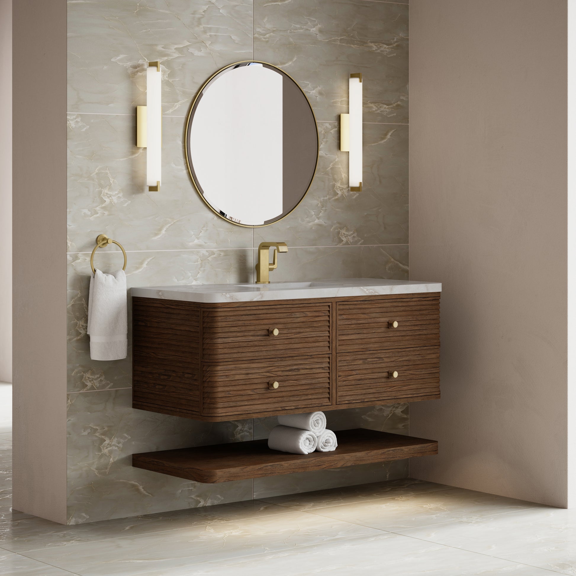 Renovate for Less Atlanta Allamari 48" Single Vanity, Sable w/ Single Hole 3 CM Victorian Silver Silestone Top