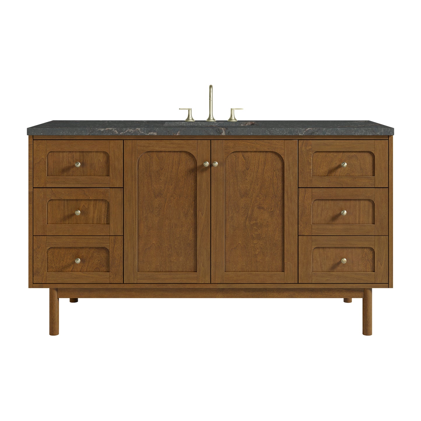 Renovate for Less Atlanta Laurent 60" Single Vanity, Honey Oak w/ 3 CM Parisien Bleu Silestone Top