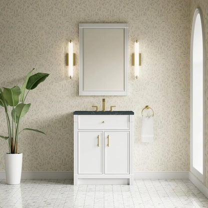 Bellshire 30" Single Vanity, Bright White w/ 3 CM Charcoal Soapstone Silestone Top