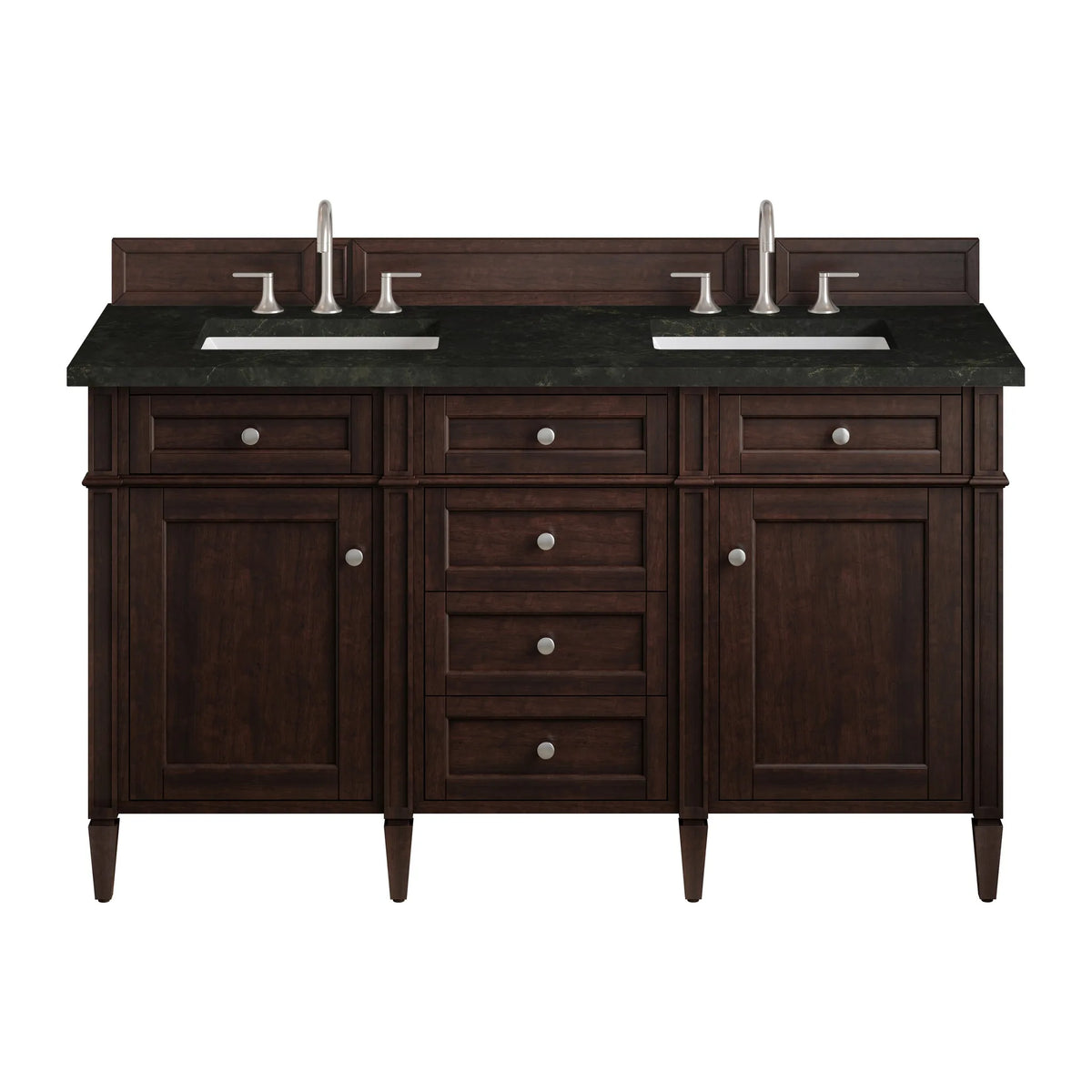 Brittany 60" Double Vanity, Burnished Mahogany, w/ 3 CM Phantome Eclos Top